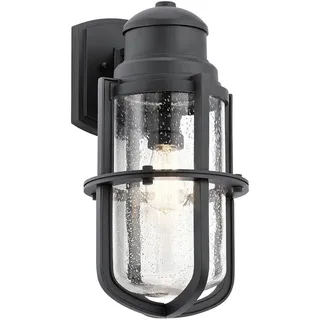 Wandlampe außen Schwarz IP44 E27 Glas Maritim Wandleuchte außen Garten Terrasse