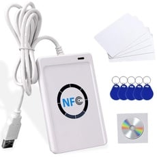 FTSTech ACR122U Smart NFC RFID-Lesegerät/Schreiber ISO 14443 A/B-Kartenklongerät + Freie Software + 5-teilige beschreibbare UID-Schlüsselanhänger