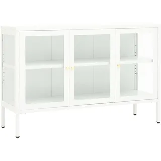 Sideboard Weiß 105x35x70 cm Stahl und Glas - Weiß