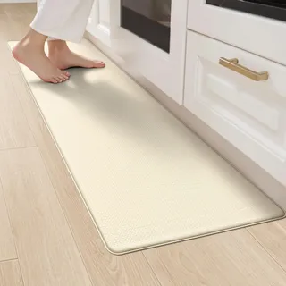 LEKEEPGO Küchenteppich 44x200cm, Küchenläufer, Teppich Läufer Küche, Beige | Anti-Müdigkeit, Vinyl Material, Rutschfest, Schmutzabweisend, Wasserdicht, Auslaufsicher, Waschbar, Leicht zu Reinigen
