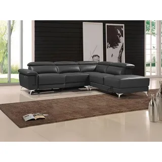 vente-unique Relaxsofa Ecksofa Leder elektrisch - Ecke Rechts - Anthrazit - PASCALINE