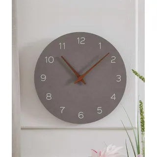 Wanduhr "Beton" grau, Ø 30 cm groß, aus MDF in Beton-Optik, moderne Uhr für Wohnzimmer & Küche, Wohnzimmeruhr - Grau