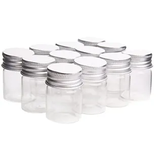 FSSTUD 12 Stück 15 ml kleine transparente Glasgläser Mini-Gewürzgläser Joghurt Pudding Gläser leere Einmachflaschen mit Deckel für Honig Marmelade Gelee