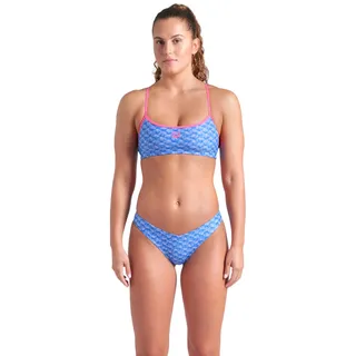 Arena Damen Bikini MONOGRAM BANDEAU 008949-890 40 - Blue River Multi-Shocking Pink - 40