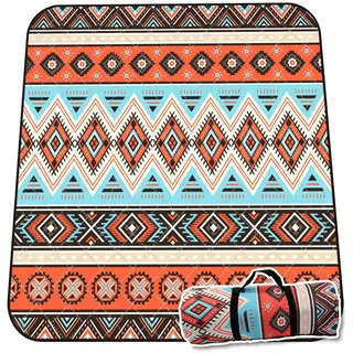 TYEQWT Große Picknickdecke, Gepolsterte Strandmatte, Picknickdecke 200x200 Wasserdicht, Tragbare Campingdecke Boho Picnic Blanket Waterproof, Outdoor Sandfreie Stranddecke Faltbar für Camping, XXL