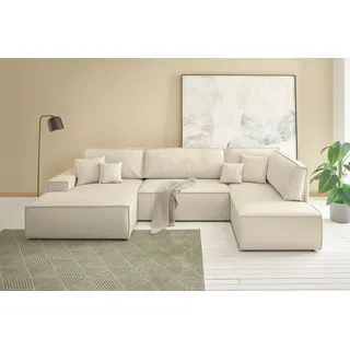 OTTO home »FINNLEY U-Form XXL 329 cm - OTTO. Verlässliche Qualität.« Schlafsofa, Bettkasten, in Bouclé, Struktur fein und Mega Cord,
