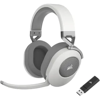 Corsair HS65 Wireless Gaming-Headset - Geringer Latenz 2,4-GHz-Wireless- oder Bluetooth, Dolby® Audio 7.1-Surround-Sound, Leichtgewicht, Omnidirektionales Mikrofon, Zugängliche Tasten - Weiß