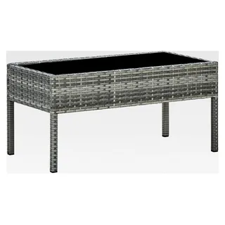 Gartentisch Grau 75x40x37 cm Poly Rattan Balkontisch Klein