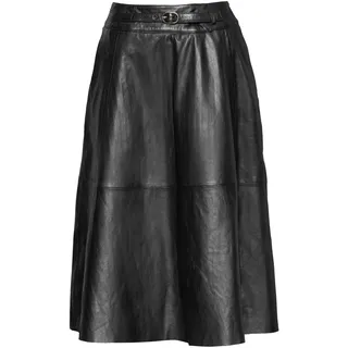 A-Linien-Rock BUGATTI "bugatti Lederrock", Damen, Gr. 46, schwarz, Obermaterial: 100% Lammleder LEL., uni, regular fit, Röcke A-Linien-Rock, in Midi-Länge für eine elegante Optik