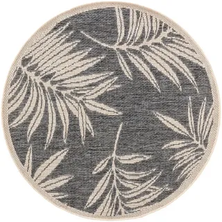 Kunstloft Outdoorteppich rund River Blau ø 130 cm rund , Kunststoff , Floral , Rund , 130x1 cm , Gots , wasserabweisend , Teppiche und Böden, Teppiche, Outdoorteppiche