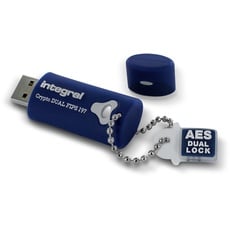 Integral Memory 8GB Crypto-197 256-Bit 3.0 USB Stick verschlüsselt - USB Stick Passwort geschützt - FIPS 197 zertifiziert, Schutz vor Brute-Force-Angriffen - robustes Design CRYPTO DUAL Blue