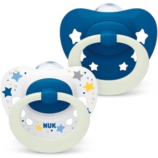 Bild Signature Schnuller mit Leuchteffekt | BPA-freier Schnuller aus Silikon | 18-36 Monate | blaue Sterne | 2Stück