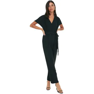 TRENDYOL Damen Belted Chest Collar Overall, Schwarz, 42 EU