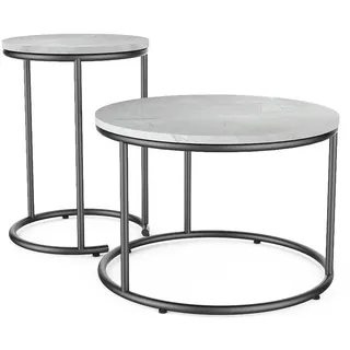 Vicco Couchtisch-Set Ottawa Marmor Weiß 55 x 55 cm 2 Teile, Model 49376 - Weiß