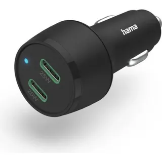 Hama 00201632 Auto-Schnellladegerät, 2x USB-C Power Delivery/Qualcomm®, 45 W, Schwarz