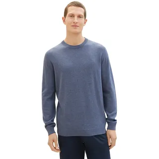 TOM TAILOR Rundhalspullover mit Logostickerei, blau