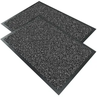 VOUNOT 2 x Fußmatte für Haustür Innen und Außen, Schmutzfangmatte Waschbar, Türmatte rutschfest, Dunkel-Anthrazit, 40x60cm