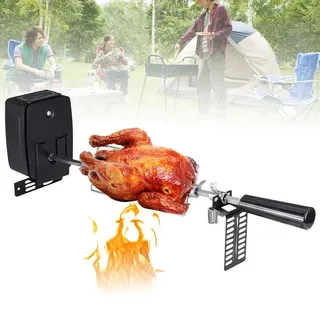 Owneed Edelstahl Grillspieß Set 106cm, Elektrische Spießhalterung Grillspieß, Drehspie Spieß mit Motor, Belastbarkeit 7kg, Für Spießbraten, Krustenbraten, Hähnchen
