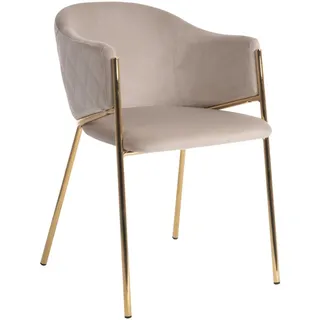 Ambia Home Armlehnstuhl , Goldfarben, Beige , Textil , Rundrohr , 60x78x53.5 cm , Stoffauswahl , Esszimmer, Stühle, Polsterstühle
