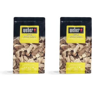 Weber Apfelholz Räucherchips (700g Packung) - dezentes Aroma, ideal für Käse, Gemüse, Fisch, Geflügel, Schwein & Wild, EU-Produkt, nachhaltig gewonnen, FSC zertifiziertes Holz (17622) (Packung mit 2)
