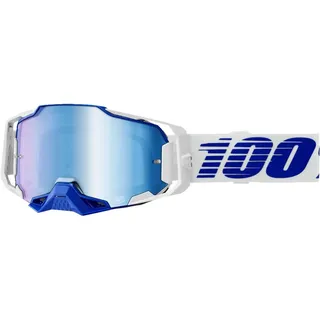 100% 100 Percent Armega S23, Crossbrille verspiegelt - Weiß/Blau Blau-Verspiegelt