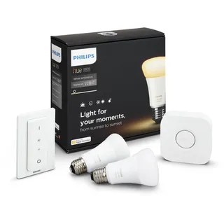 Philips 8718696548691 A+, Hue White Ambiance LED Lampe E27 2er Starter Set, 9,5W, Plastik, 6.2 x 6.2 x 11.0 cm