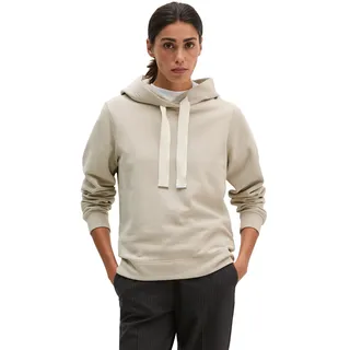 Hoodie MARC O'POLO, Damen, Gr. S, beige (natural), angeraute Sweatware, Obermaterial: 100% Baumwolle, relaxed fit normal, Bündchen, Sweatshirts Hoodie, relaxed mit gepeachter Oberfläche