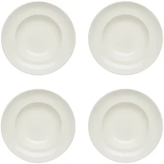 KHG 4er-Set Pastateller, groß mit 30 cm in weiß, Durchmesser, für Zuhause | perfekt für Gastro und Zuhause, hochwertiges Porzellan, Suppenteller, Salatteller, spülmaschinengeeignet, praktisch