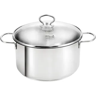 KOPF Topf Induktion Merkur, Ø 24 cm, 4 Liter, Silber, Edelstahl | Kochtopf groß mit Topfdeckel | für alle Herdarten | praktische Literskala | Brattopf backofenfest & spülmaschinengeeignet