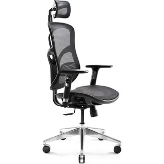 Diablo Chairs Diablo V-Basic Bürostuhl Ergonomisch Schreibtischstuhl Drehstuhl mit integrierter Lendenwirbelstütze 3D Armlehnen Verstellbare Kopfstütze Wippfunktion Höhenverstellbar (schwarz/schwarz)