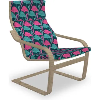 ABAKUHAUS Flamingo Poäng Sessel Polster, Bicolor Exotischer Vogel, Sitzkissen mit Stuhlkissen mit Hakenschlaufe und Reißverschluss, Dunkle Teal Rosa - Rosa