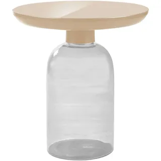 Livetastic Beistelltisch , Creme, Transparent , Metall, Glas , rund , zylindrisch , 50x56x50 cm , einfacher Aufbau , Wohnzimmer, Wohnzimmertische, Beistelltische, Beistelltische Metall