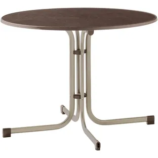 Sieger Klapptisch Ø 100 x 72 cm champagner/schieferdekor mocca