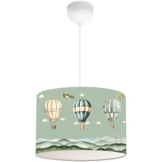 lux.pro Kinderhängeleuchte Rugby , Grün , Textil , Rund , E27 , 28x70x28 cm , Lampen & Leuchten, Kinderzimmerlampen