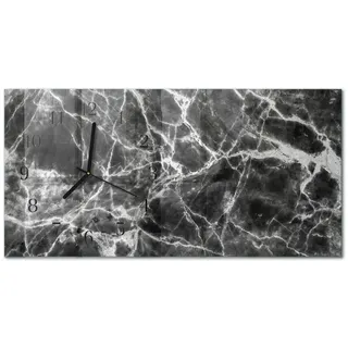 Tulup Wanduhr aus Glas 60x30 cm - Schwarzer Marmor , Rechteckig , 60x30x0.4 cm , Dekoration, Uhren, Wanduhren