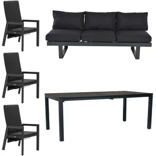 STERN Gartenmöbel-Set 5tlg. CLASSIC Tisch 200x100cm mit Clemento Bank & Stühle