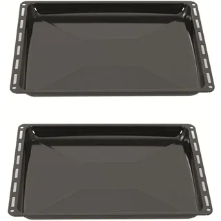 ICQN Backblech Set 445 × 375 × 25 mm, Kompatibel mit Bauknecht, Indesit, Whirlpool-Gruppe & Algor, Emaillierte Standard-Backbleche für Backofen & Herd