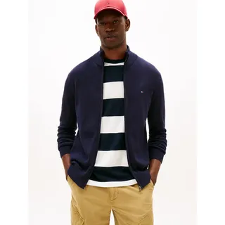 Tommy Hilfiger Herren, Pullover mit Reißverschluss Essential Cotton Zip Thru Stehkragen, blau (desert sky), XXL,