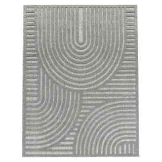 TT Home In-& Outdoor Teppich Wetterfest Balkon Küche Wohnzimmer Boho Skandi Design Größe 60x100 cm - Grau