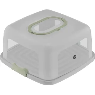 Emsa Prep&Bake Kuchenaufbewahrungsbox, Rechteckig, 37 x 33 cm, Tragegriff, Schneidevorrichtung, Transparent & Grün, K3267034