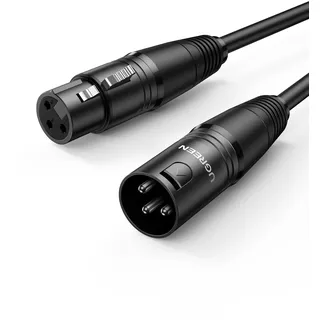 UGREEN XLR-Kabel, XLR-Lautsprecherkabel, 3-poliges Stereo-Mikrofonkabel, Stecker auf Buchse, Verlängerung für Heimstudio, Endstufe, Mischpult, Schreibtisch, professionelle Aufnahme, Live-Bühne (5 m)