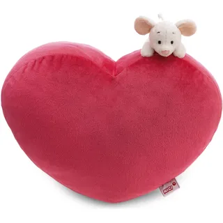NICI Kissen 35x30cm mit Kuscheltier Love Maus Mira 12cm - Weiches Plüsch-Dekokissen, liebevolle Wohnaccessoire für Kinderzimmer, Sofa & Bett, süße Geschenkidee für Kinder & Fans | 63365