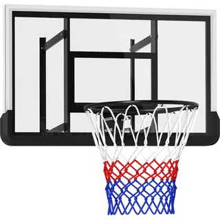 SPORTNOW Basketballkorb mit Rückwand für Outdoor & Indoor, Basketballbrett mit Ø45 cm Stahlkorb und Netz, Wandmontage - Schwarz