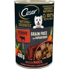 Cesar Natural Goodness Nassfutter für Hunde mit Rind und Gemüse, 6 Dosen à 400 g, insgesamt 2,4 kg