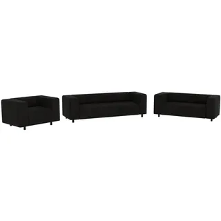 S-Style Couch Cord 3-Sitzer + 2-Sitzer + Sessel Schwarz