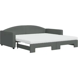 vidaXL Tagesbett Ausziehbar mit Matratzen Dunkelgrau 100x200 cm Stoff - Grau
