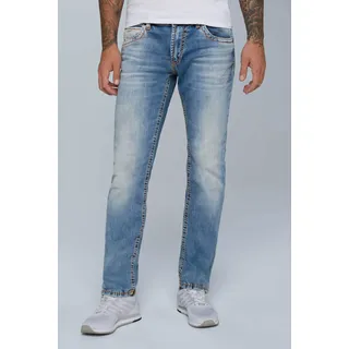 Camp David Straight-Jeans »NI:CO:R611« mit markanten Steppnähten, blau