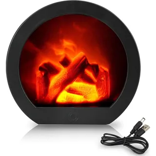 Rosikey Kaminfeuer Deko Led Kamin Flammeneffekt - Realistischer Lampe Geräuschlos Flexibler Betrieb - Schlafzimmer Zimmer Gemütliche Atmosphäre Licht - Schwarz