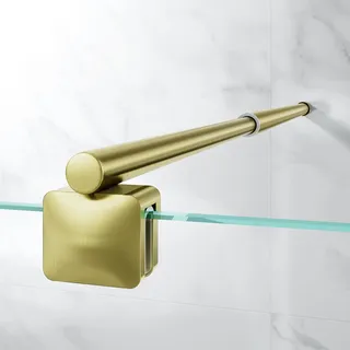 OsmanthBD Premium Duschstabilisator aus Edelstahl, Teleskopstange für Glasdusche 6-10 mm, Länge verstellbar 68,5-127,8 cm (Wand bis Glasinnenseite), Gebürstetes Gold