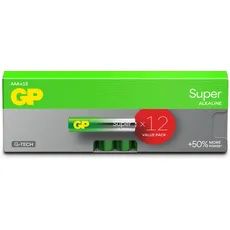 GP Batteries BATTERIES SUPER ALKALINE AAA 1.5V 12PCE (12 Stk., 1/2 AAA), Batterien + Akkus